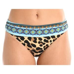 La Blanca Running Wild Banded Hipster Bikini Bottom 10 NWT